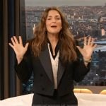 Drew’s black cropped blazer and pants on The Drew Barrymore Show