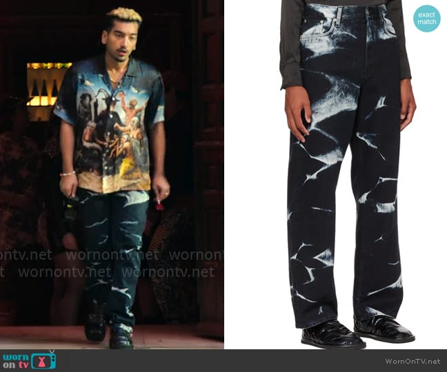 Dries van Noten Bleached Jeans worn by Dionysus (Nabhaan Rizwan) on Kaos