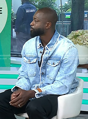 Dwyane Wade's frayed denim shirt jacket on Today