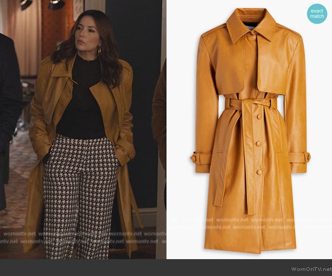 Each x Other Belted faux leather trench coat worn by Eva Longoria (Eva Longoria) on Only Murders in the Building