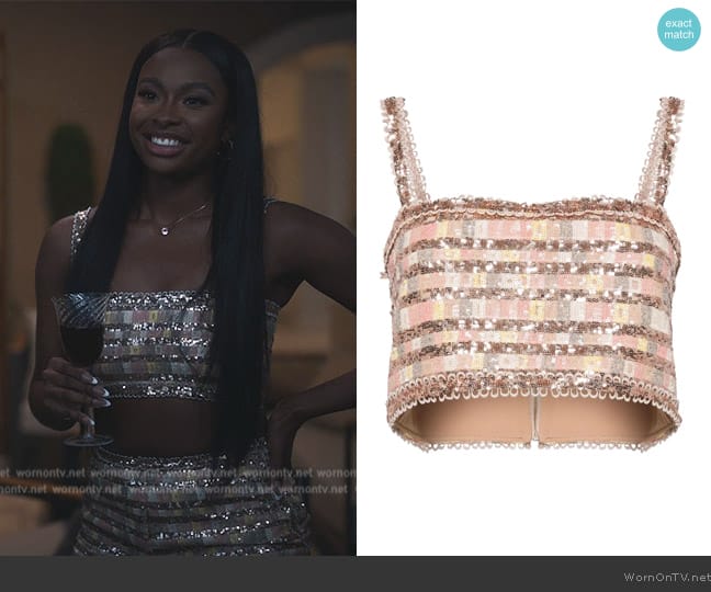 Hilary’s pink sequin crop top on Bel-Air