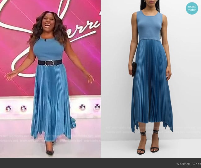 Elie Tahari The Mave Pleated Sleeveless Midi Dress worn by Sherri Shepherd on Sherri