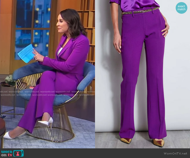 Elie Tahari Fit & Flare Pant in Wild Berry worn by Elizabeth Schulze on Good Morning America