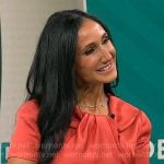 Elizabeth Werner’s short sleeved twist neck dress on CBS Mornings