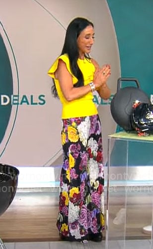 Elizabeth Werner's yellow ruffle top and floral pants on CBS Mornings