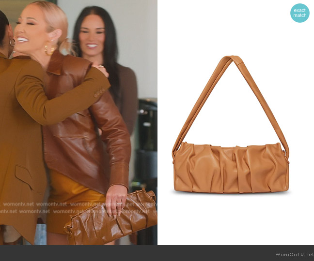 Elleme Long Vague Ruched Leather Shoulder Bag worn by Mary Fitzgerald on Selling Sunset