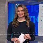 Ellison’s navy ruffle lace neck sweater and pants on NBC News Daily