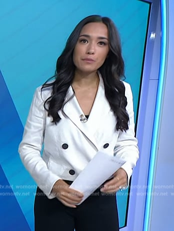 Emilie's white cropped blazer on Today