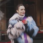 Emily’s multicolored fur coat on Emily in Paris