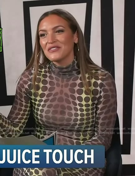 Emily's polka dot mesh dress on Access Hollywood