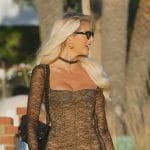 Emma’s black lace mini dress on Selling Sunset