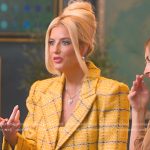 Emma’s yellow checked dress and jacket set on Selling Sunset