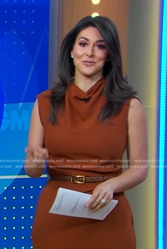 Erielle's brown cowl neck dress on Good Morning America