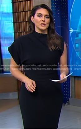 Erielle’s navy asymmetric sleeve dress on Good Morning America