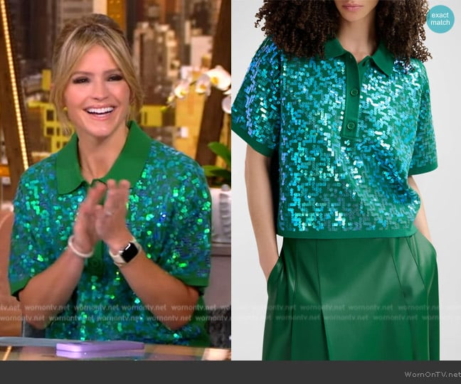 Essentiel Antwerp Glitz polo Top  worn by Sara Haines on The View