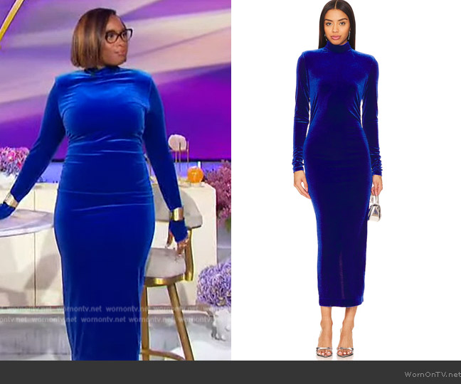 Essentiel Antwerp Erita Velvet Midi Dress worn by Jennifer Hudson on The Jennifer Hudson Show