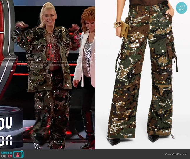 WornOnTV: Gwen’s sequin camo jacket and cargo pants on The Voice | Gwen ...