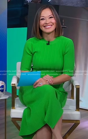 Eva's green ribbed dress on Good Morning America