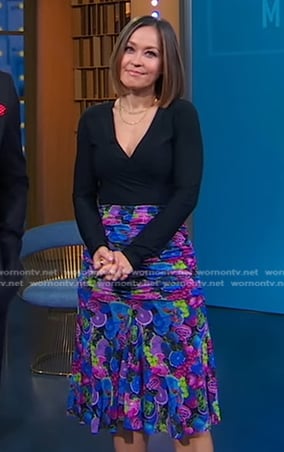 Eva’s fruit print ruched skirt on Good Morning America