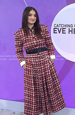 Eve Hewson’s red plaid jacket and skirt on Today