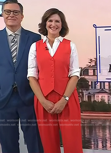 Evelyn McGee-Colbert's red vest and pants on Today