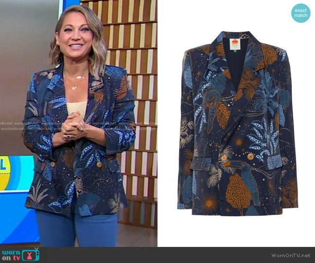 Farm Rio Night Jungle Blazer worn by Ginger Zee on Good Morning America