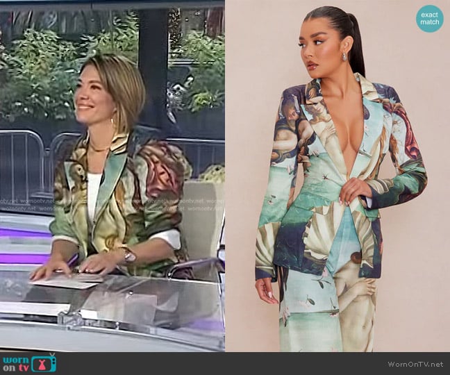 Fashion Nova Ancient Art Blazer Suit Set in Multi Color worn by  Michelle Collins on Today