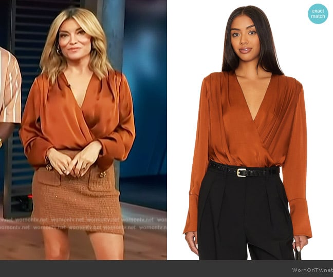 Favorite Daughter Date Blouse worn by Kit Hoover on Access Hollywood