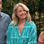 Felicia’s turquoise tie-dye top on General Hospital