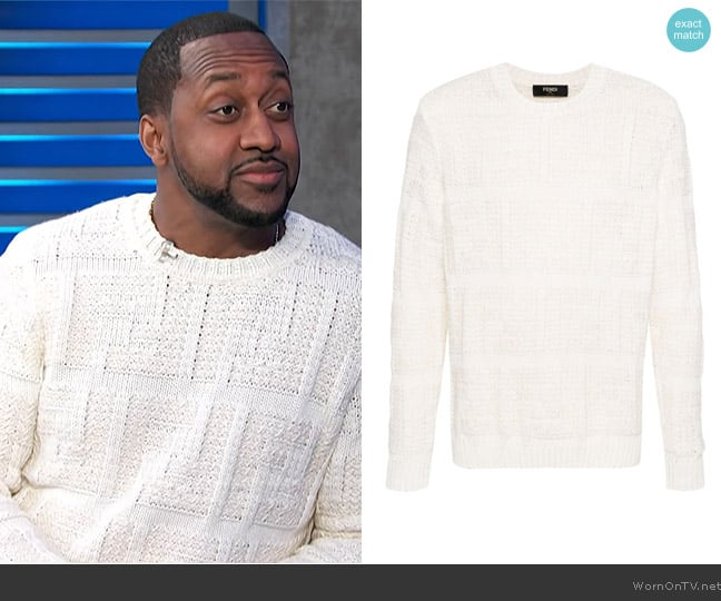 Fendi FF chunky-knit jumper worn by Jaleel White on Access Hollywood