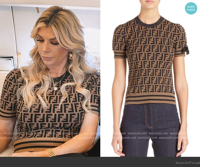 Fendi Logo Knit Top worn by Alexis Bellino on The Real Housewives of Orange County