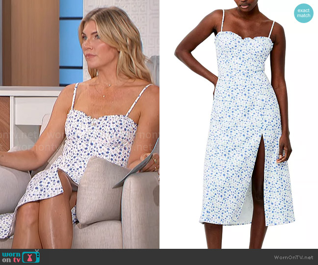 French Connection Camille Dress in Summer White/Blue worn by Amanda Kloots on The Talk