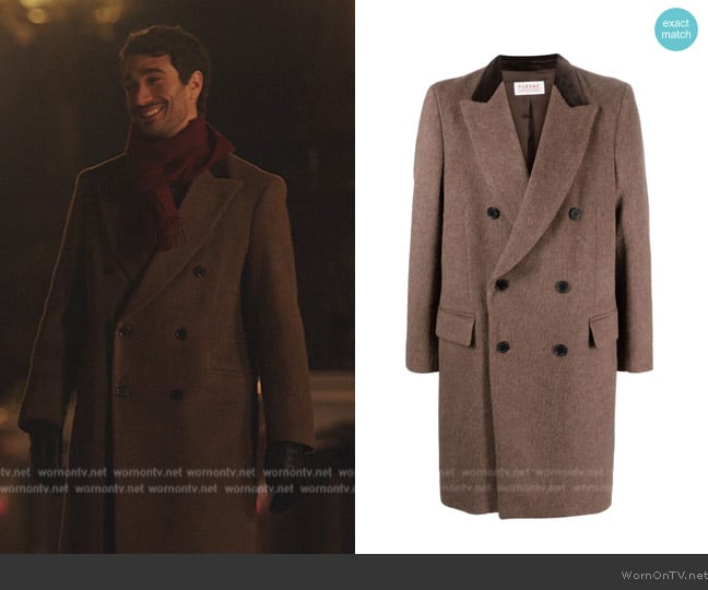 Fursac Double-breasted brushed coat worn by Marcello (Eugenio Franceschini) on Emily in Paris