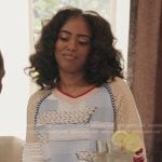 Gabby’s patchwork distressed sweater on All American Homecoming