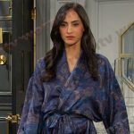 Gabi’s blue paisley robe on Days of our Lives