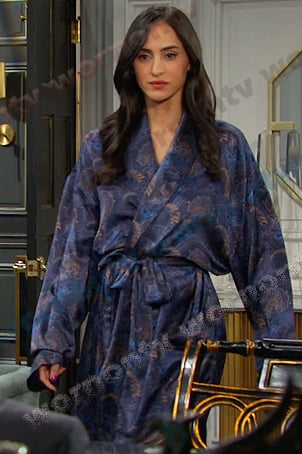 Gabi's blue paisley robe on Days of our Lives