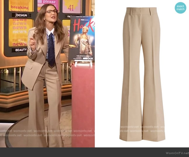 Gabriela Hearst Rhein Pant in Khaki Sportswear Wool worn by Drew Barrymore on The Drew Barrymore Show