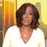 Gayle King’s cream rib knit dress on CBS Mornings