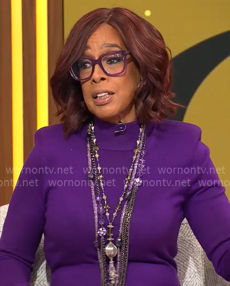 Gayle King's purple knit dress on CBS Mornings