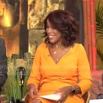 Gayle King’s orange v-neck dress on CBS Mornings