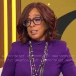 Gayle King’s purple knit dress on CBS Mornings