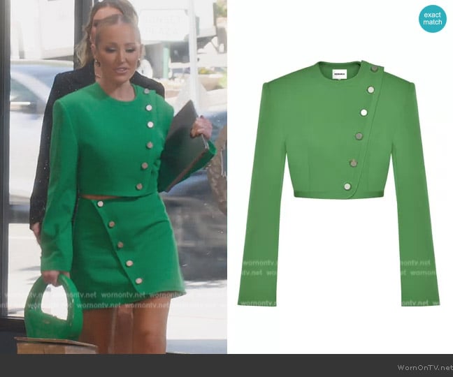 George Keburia Cropped Blazer with Diagonal Buttons worn by Mary Fitzgerald on Selling Sunset