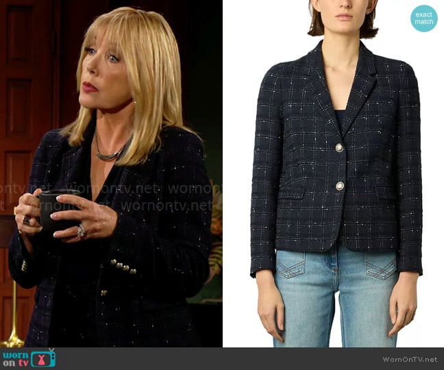 Gerard Darel Bellie Tweed Jacket worn by Nikki Reed Newman (Melody Thomas-Scott) on The Young and the Restless