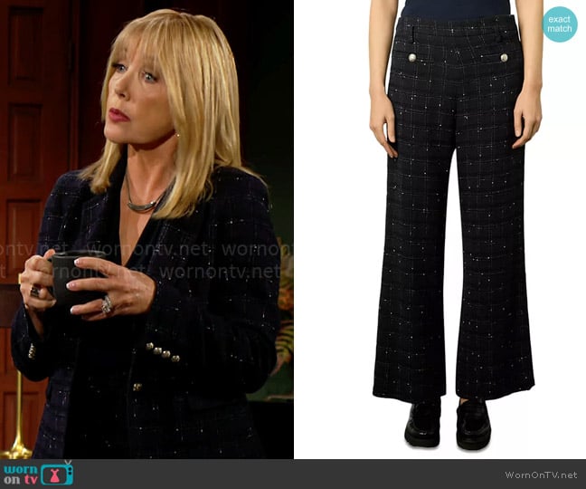 Gerard Darel Cheraze Tweed Wide Leg Pants worn by Nikki Reed Newman (Melody Thomas-Scott) on The Young and the Restless