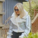 Gina’s silver shearling jacket on The Real Housewives of Orange County