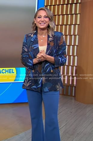 Ginger's blue print blazer and pants on Good Morning America