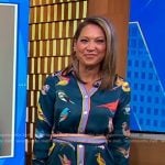 Ginger’s teal bird print shirtdress on Good Morning America
