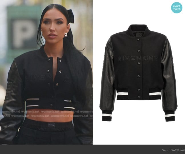 Givenchy Cropped leather and embroidered wool-blend felt jacket worn by Bre Tiesi on Selling Sunset