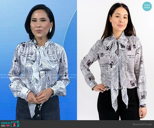 Gravitas New York Marvel Bow Blouse worn by Vicky Nguyen on Today