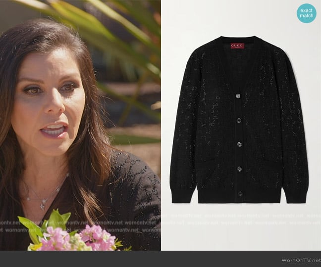 Gucci Crystal-embellished wool cardigan worn by Heather Dubrow on The Real Housewives of Orange County